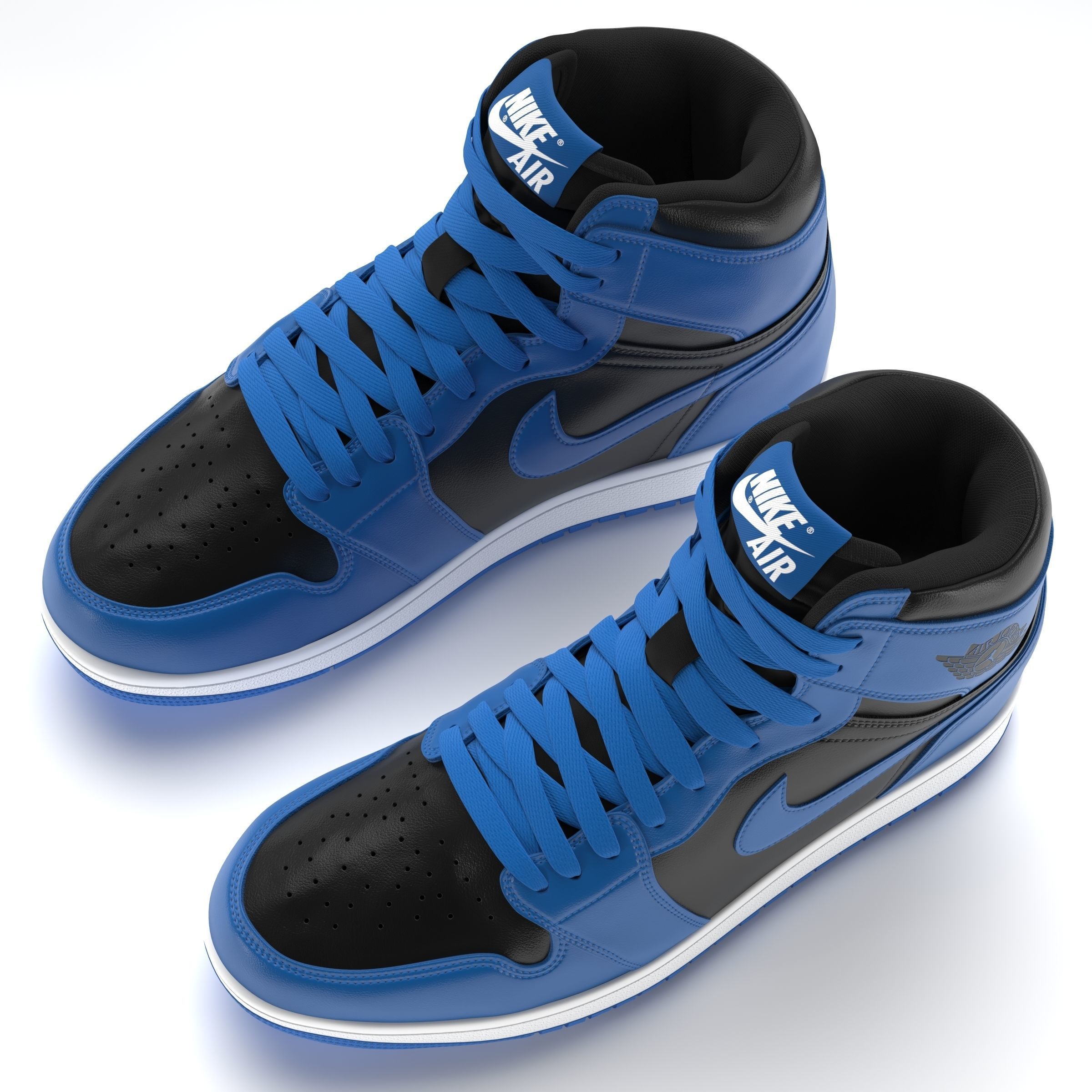 Jordan 1 Retro High Blue and Black PBR Low-poly 3D model_5