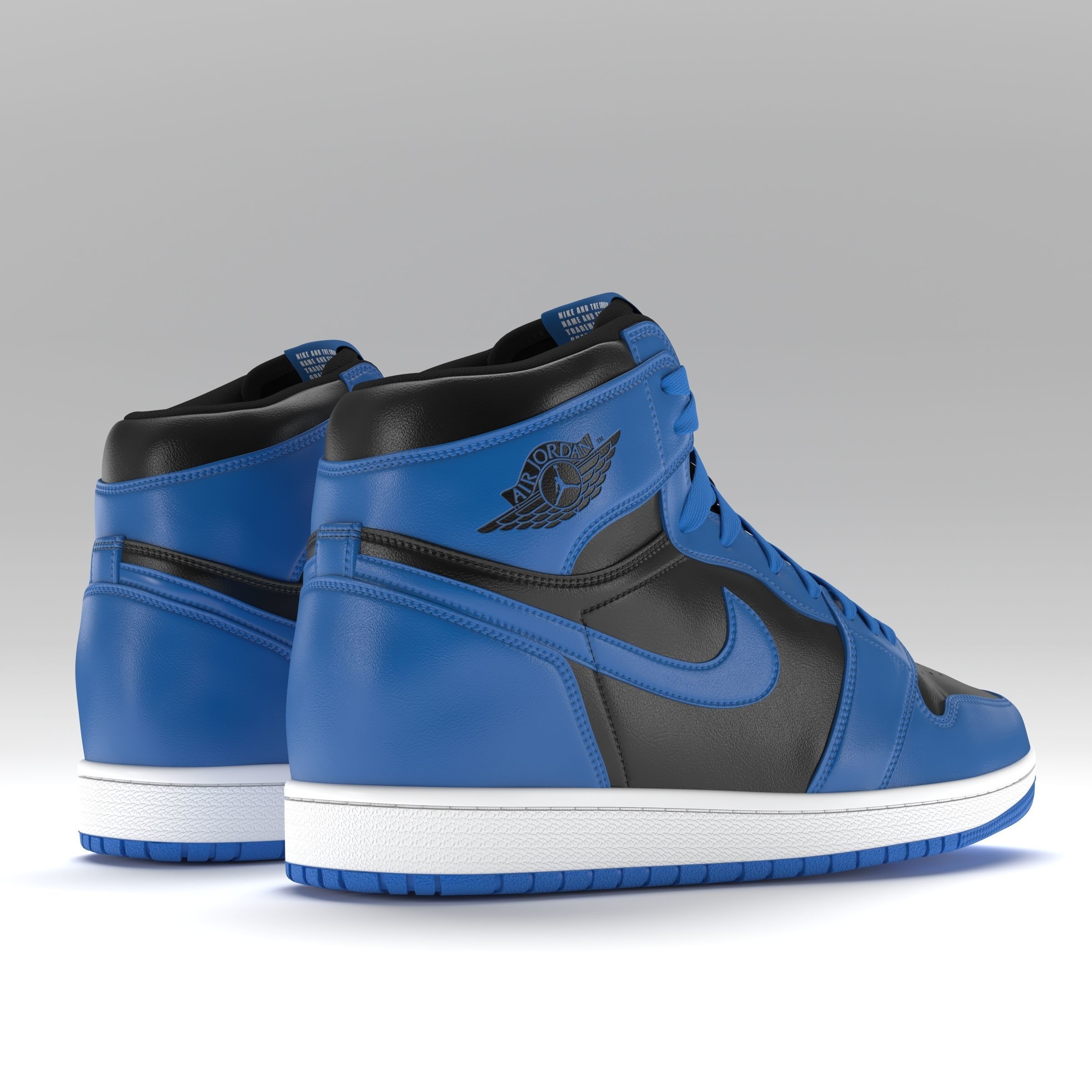 Jordan 1 Retro High Blue and Black PBR Low-poly 3D model_3