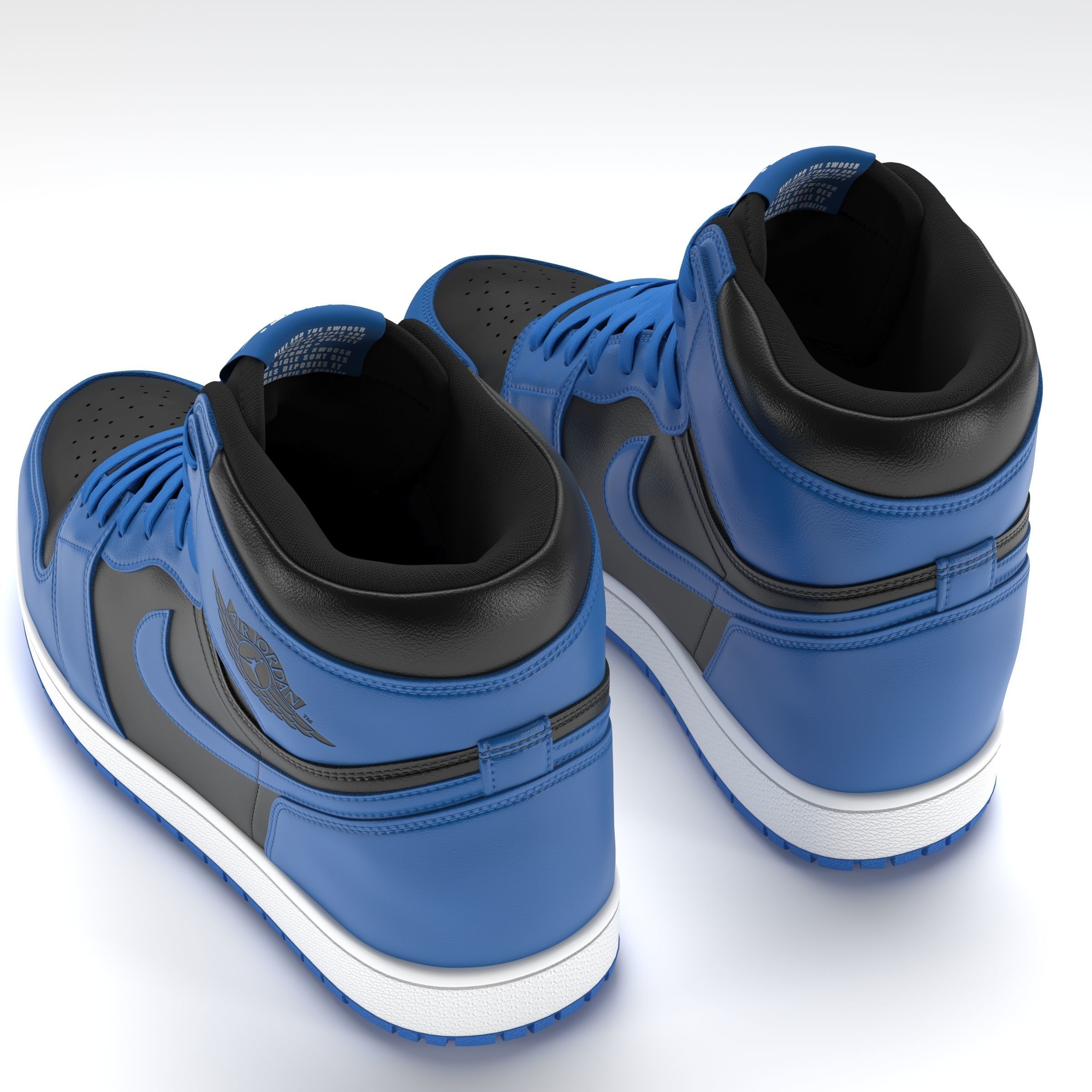 Jordan 1 Retro High Blue and Black PBR Low-poly 3D model_6