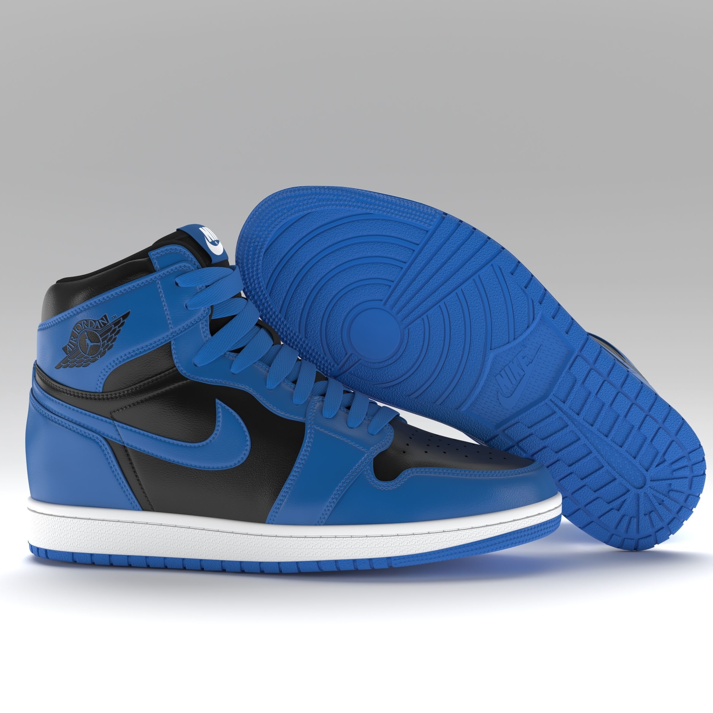 Jordan 1 Retro High Blue and Black PBR Low-poly 3D model_7