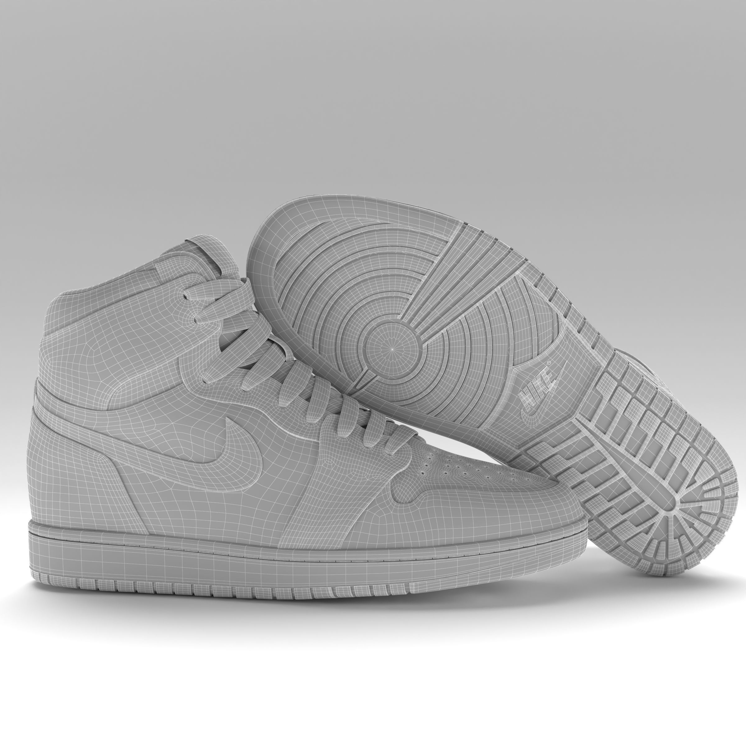 Jordan 1 Retro High Blue and Black PBR Low-poly 3D model_11