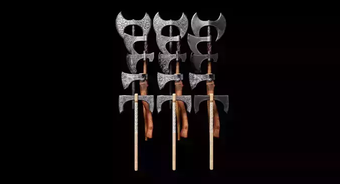 Viking Axe Pack Low-poly 3D model