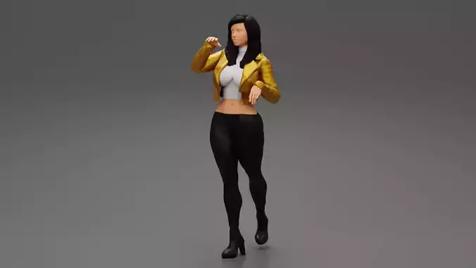 Beatiful Stylish Woman in a Leather Jacket 3D print model