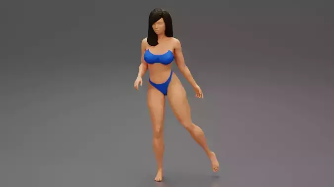 Pretty Bikini Woman Standing on one Leg 3D print model
