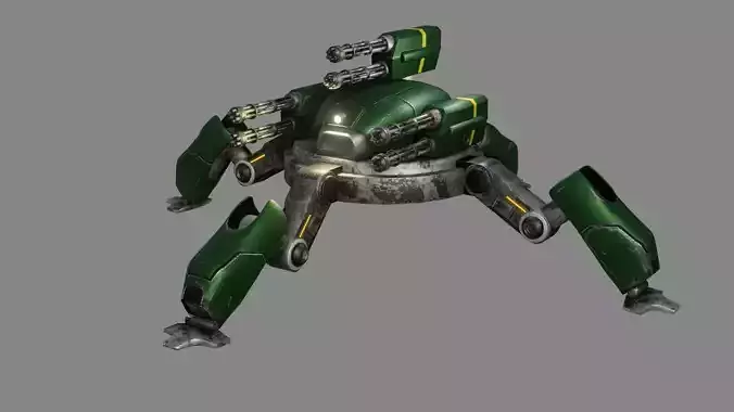 Sci Fi Quad Bot - Low Poly - Game Ready - PBR