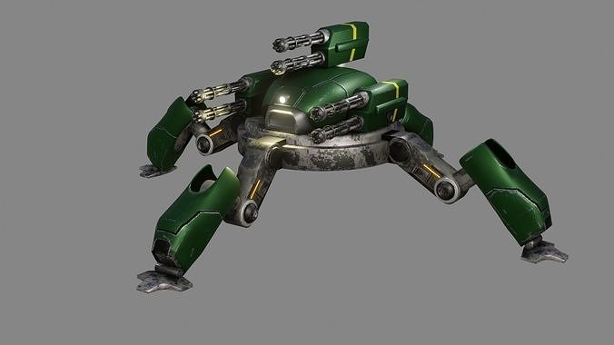 Sci Fi Quad Bot - Low Poly - Game Ready - PBR Low-poly 3D model