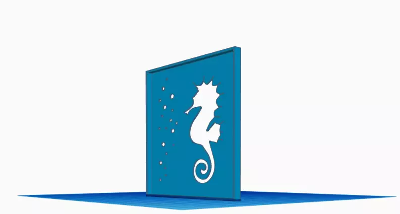 Stencil - Airbrush - Seahorse with bubbles 3D print model_0