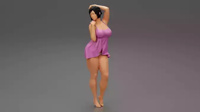 Sexy Woman in Nightdress Posing 3D print model