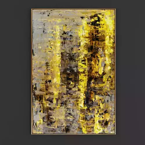 Pictures263 abstract painting in gold and on wall Low-poly 3D model