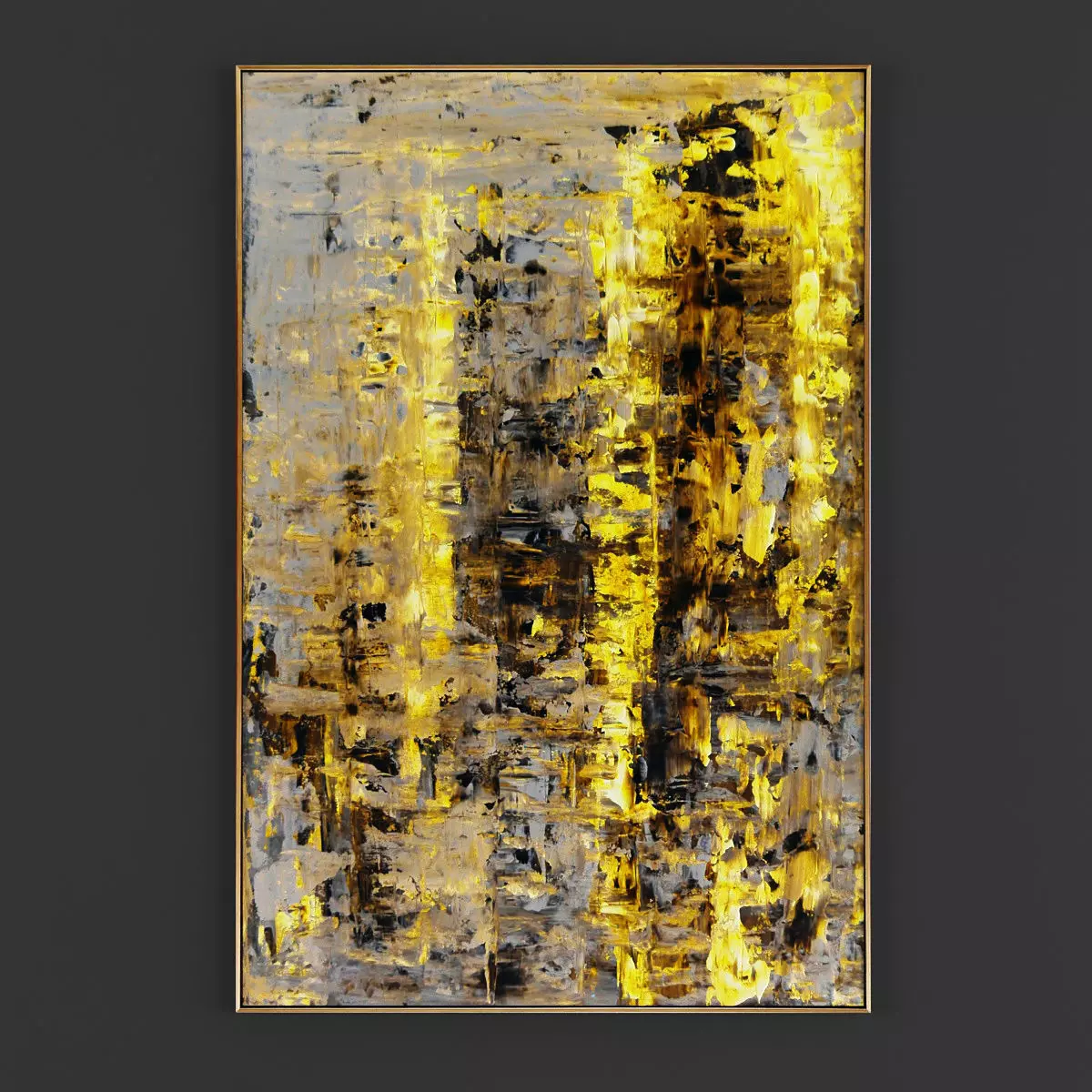 Pictures263 abstract painting in gold and on wall Low-poly 3D model_0