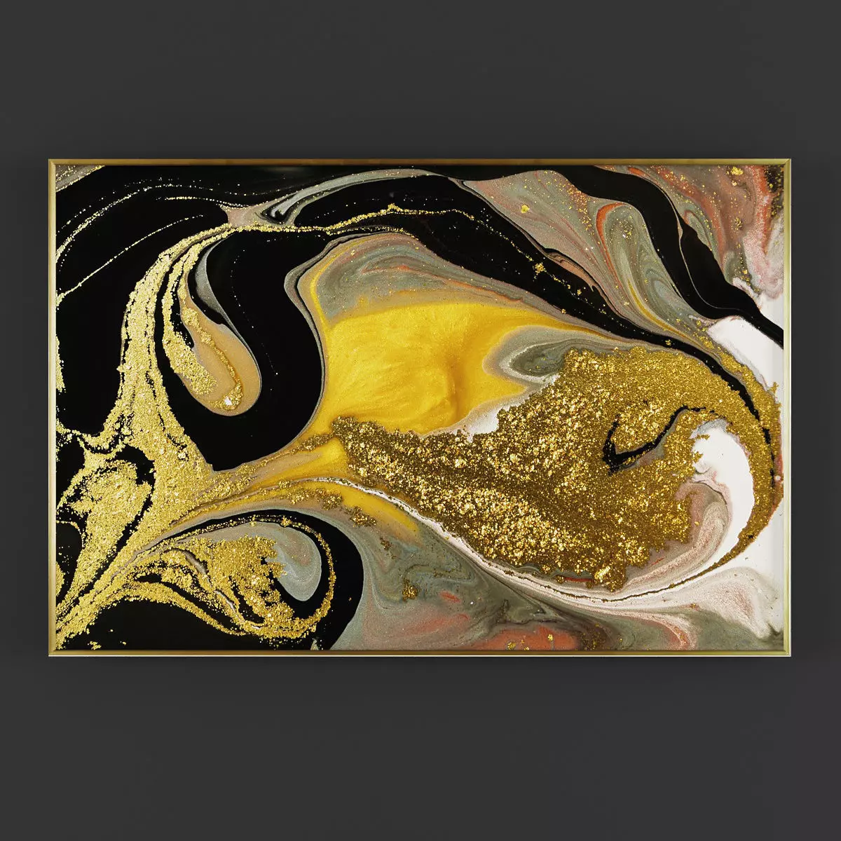 Pictures264 gold framed abstract painting Low-poly 3D model_0
