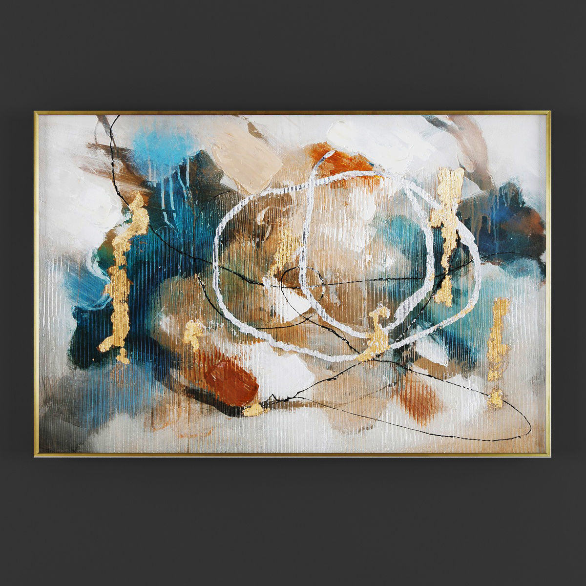 Pictures264 gold framed abstract painting Low-poly 3D model_1