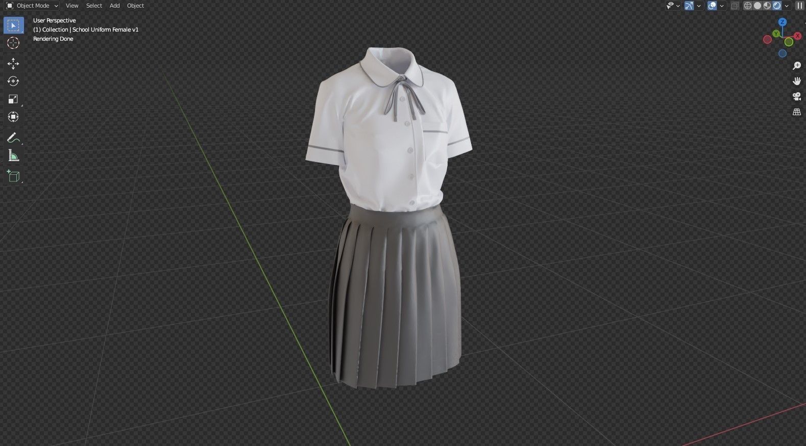 School Uniform Female 3D model_7
