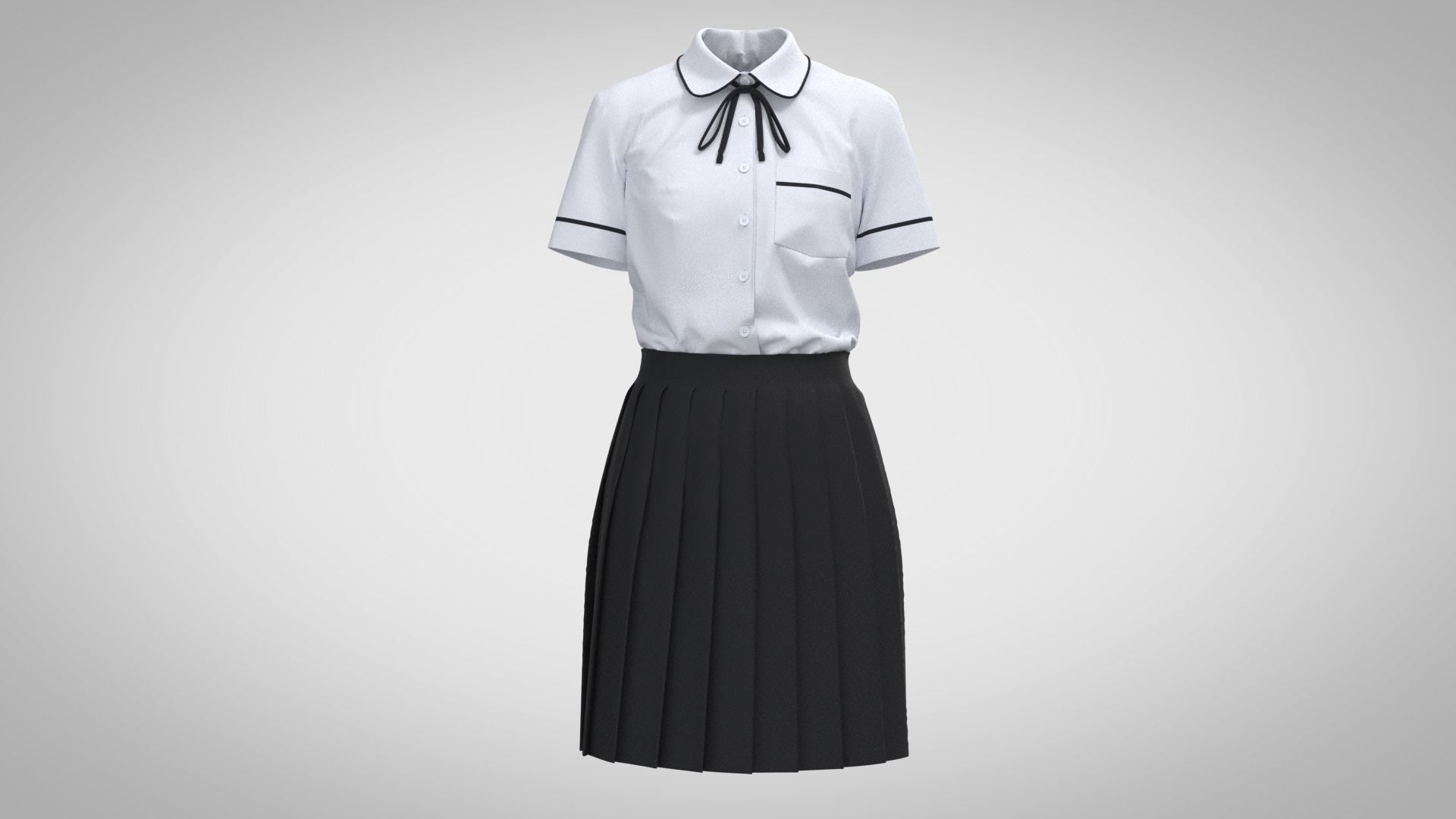 School Uniform Female 3D model_1