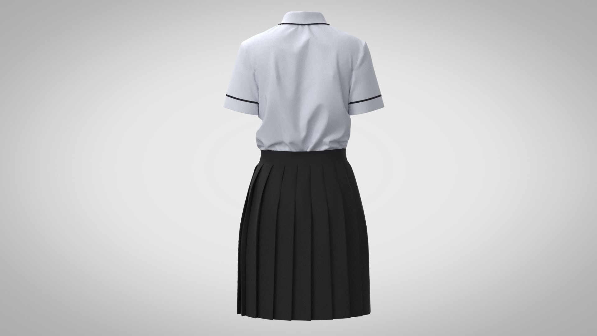 School Uniform Female 3D model_2