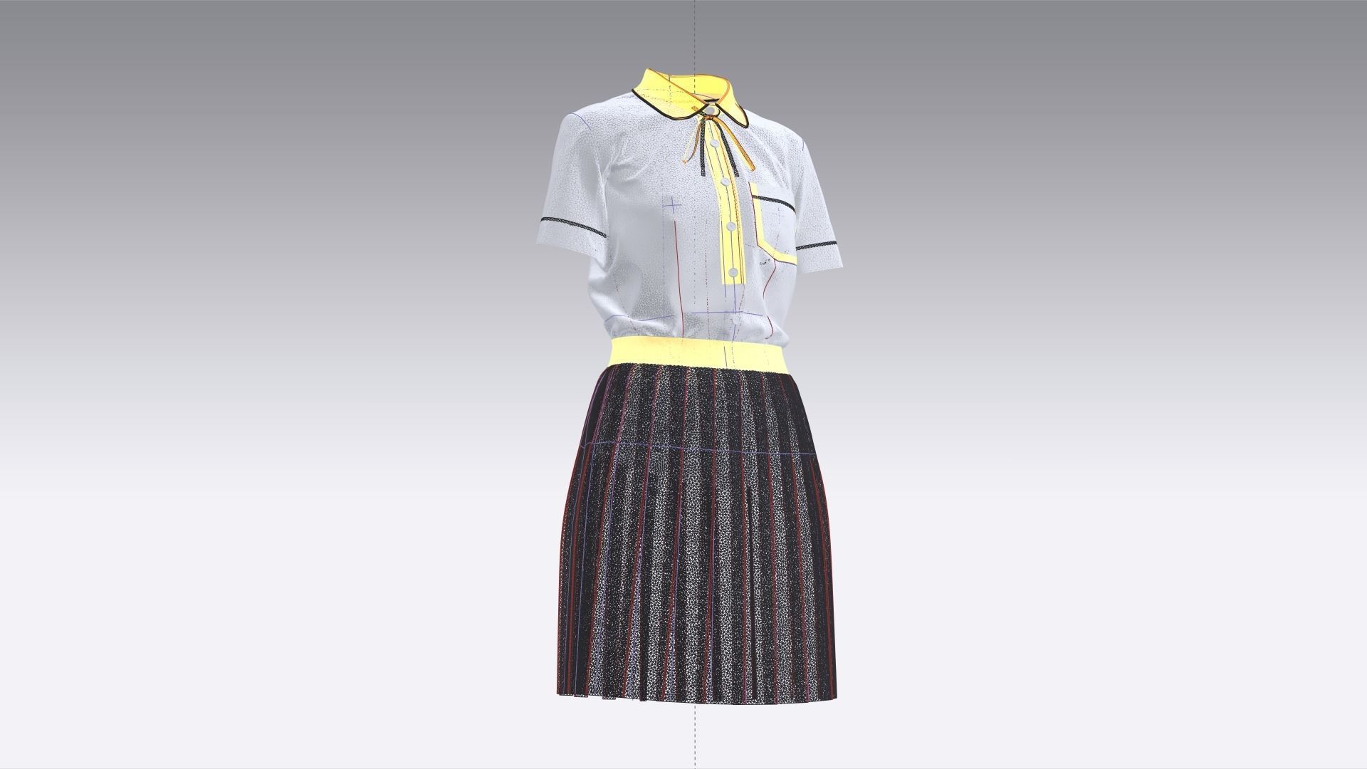 School Uniform Female 3D model_9
