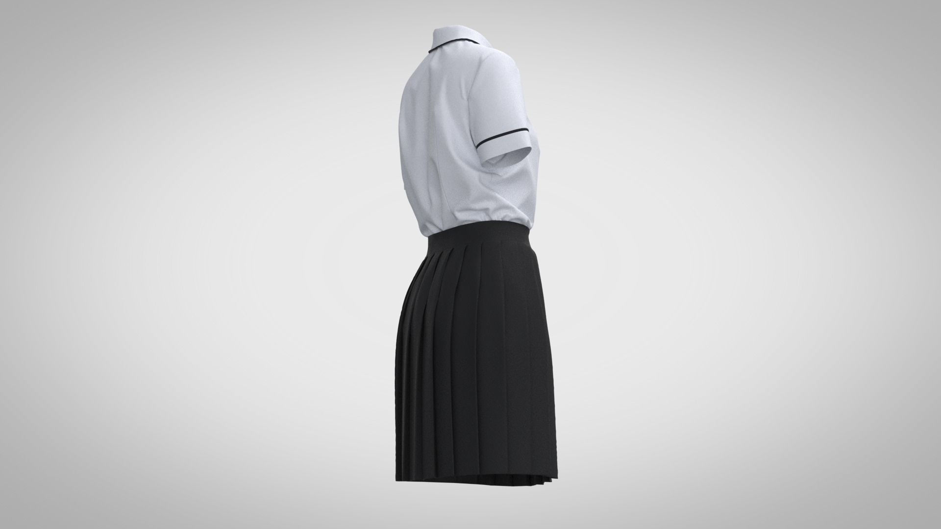School Uniform Female 3D model_4