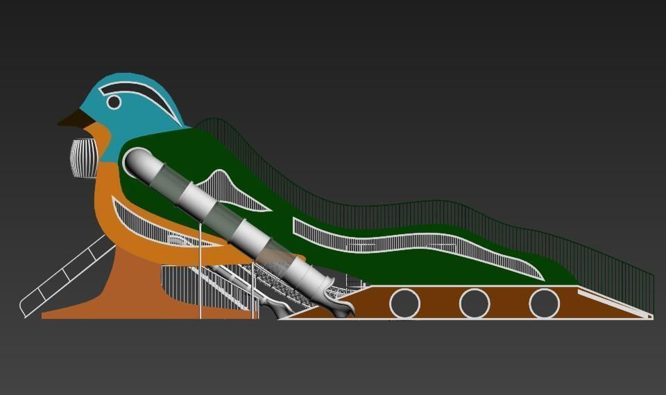  outdoor kids play structure parrot playground equipment 3D model_4