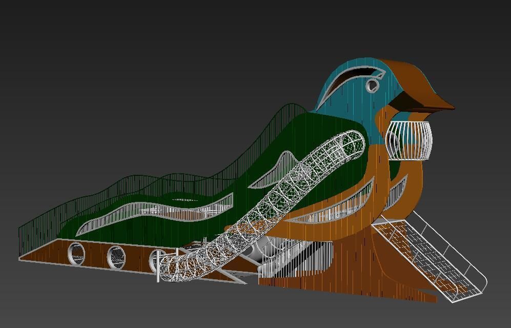  outdoor kids play structure parrot playground equipment 3D model_2