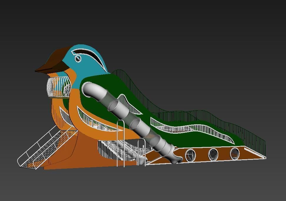  outdoor kids play structure parrot playground equipment 3D model_3