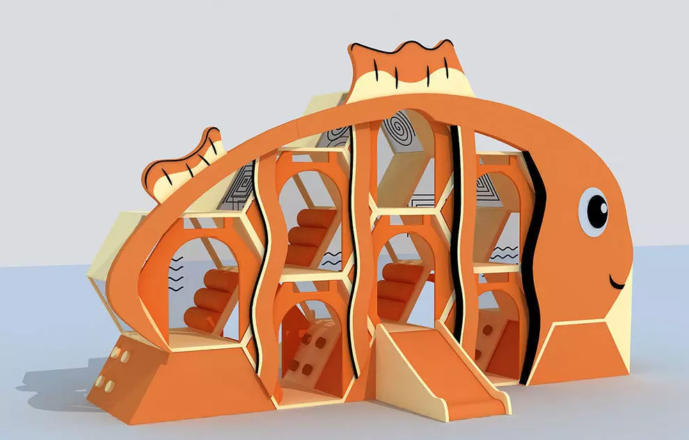 0-3 years old baby Indoor maze play fish playground equipment 3D model