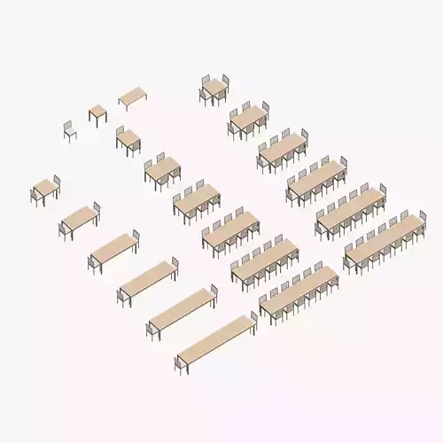 Dining Table Ikea EKEDALEN - Full Parametric Revit Family Low-poly 3D model