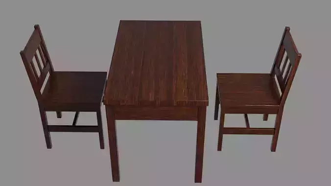Dark Wooden Table and Chair