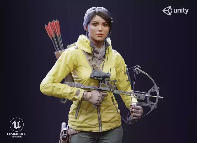 Survivor Woman Low-poly 3D model