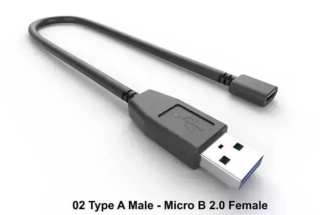 USB Cable M2 - With STL Low-poly 3D model
