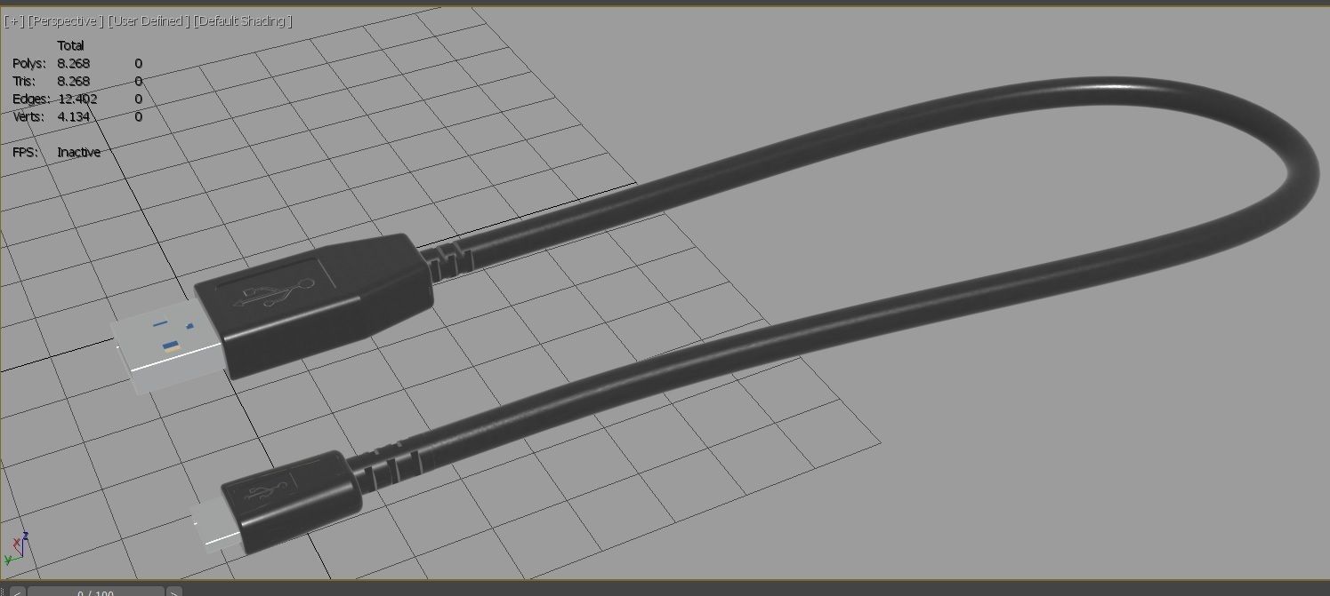 USB Cable M3 Low-poly 3D model_19