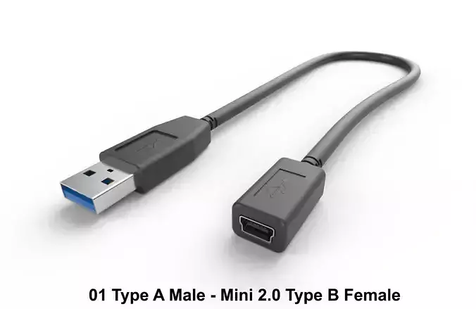 USB Cable M3 Low-poly 3D model