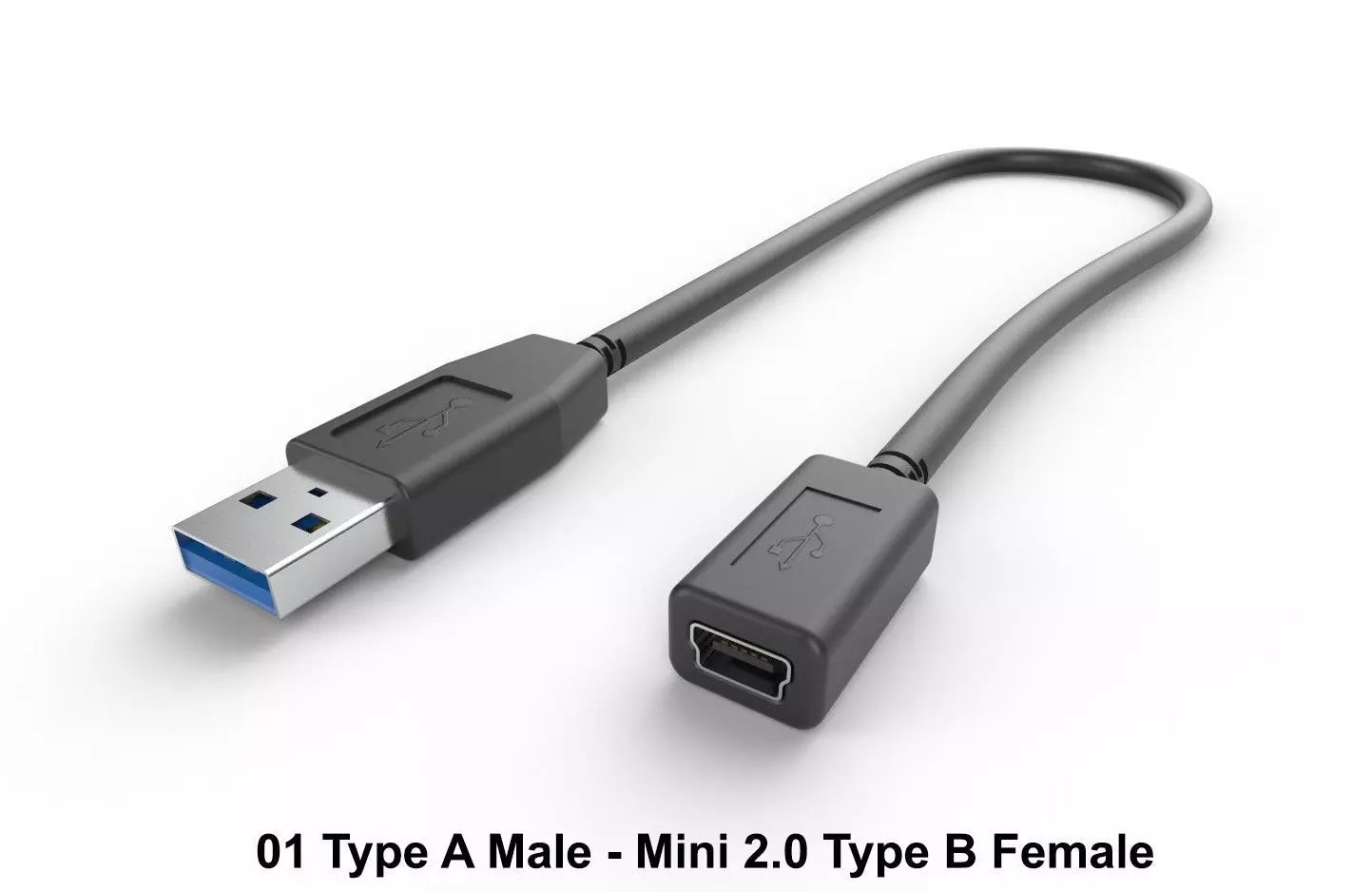USB Cable M3 Low-poly 3D model_0