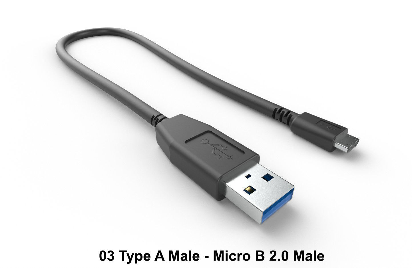 USB Cable M3 Low-poly 3D model_5