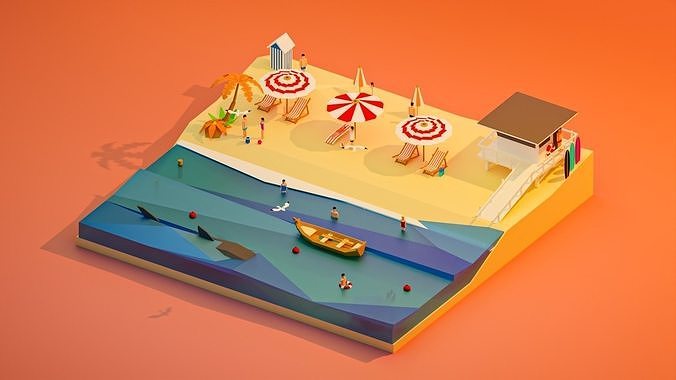Holiday beach Free 3D model