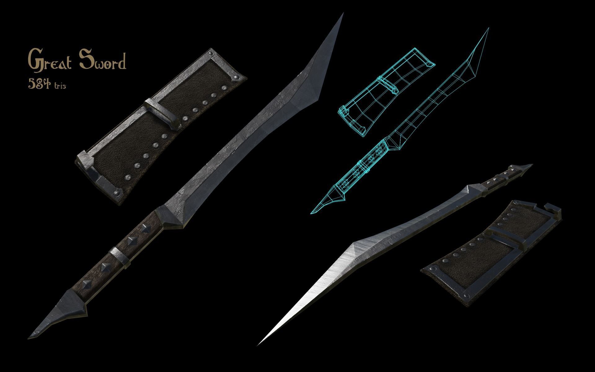 Fantasy Weapons Pack 2 - Brute Low-poly 3D model_4