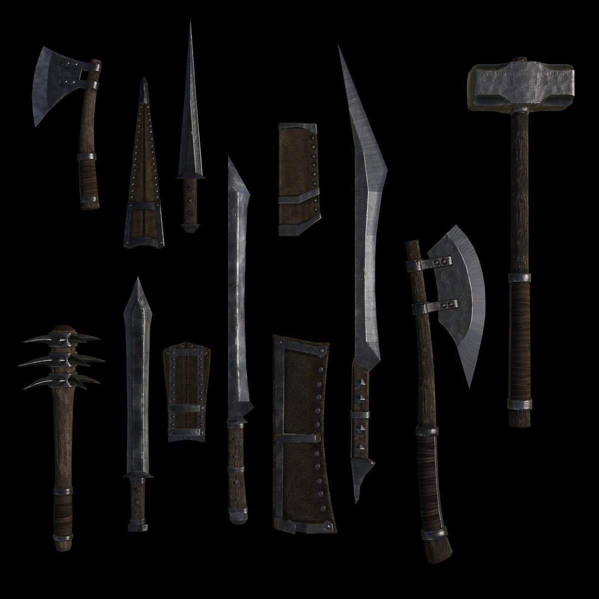 Fantasy Weapons Pack 2 - Brute Low-poly 3D model_1