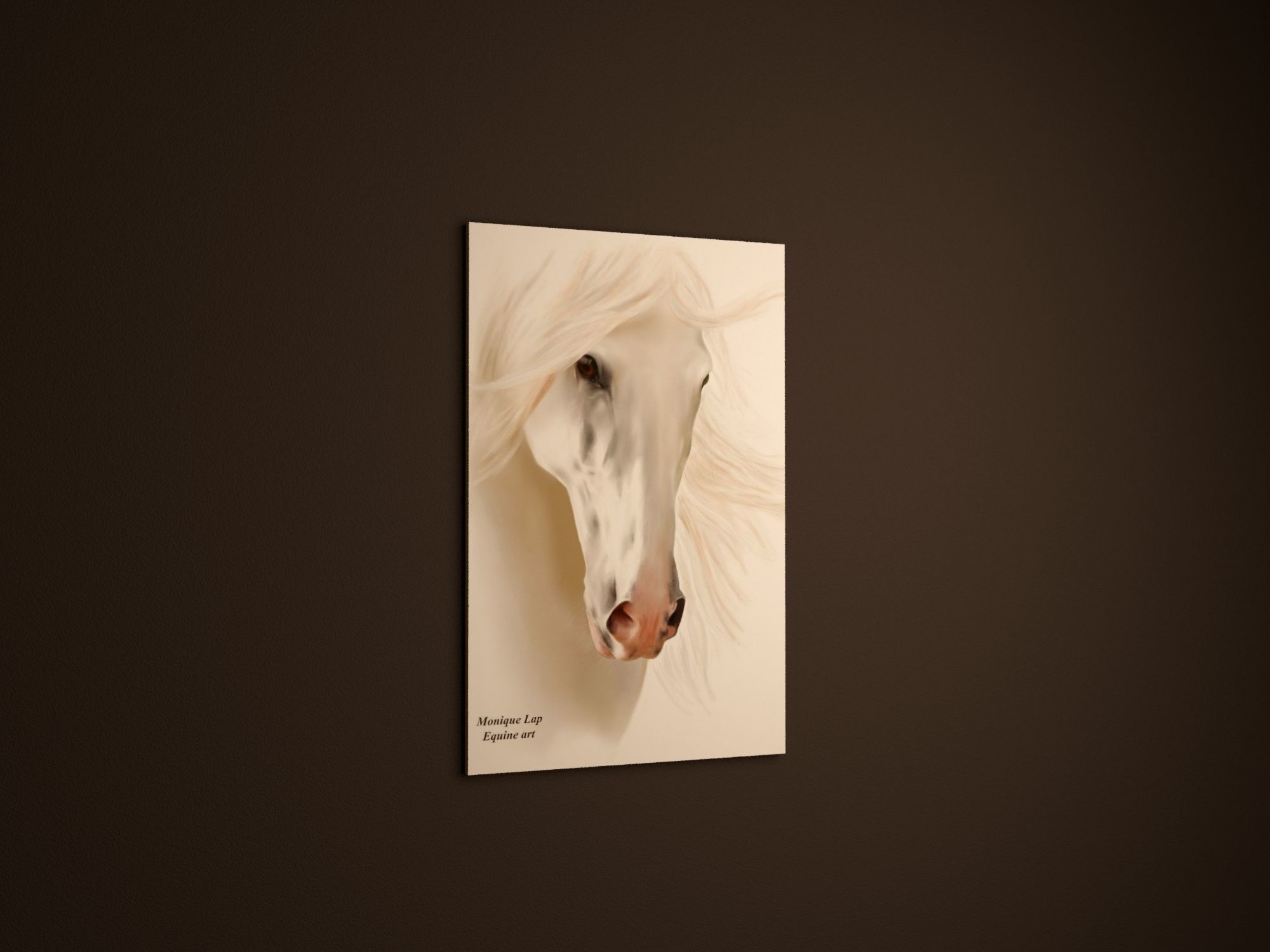 interior horse in gold frame on wall 3D model_3