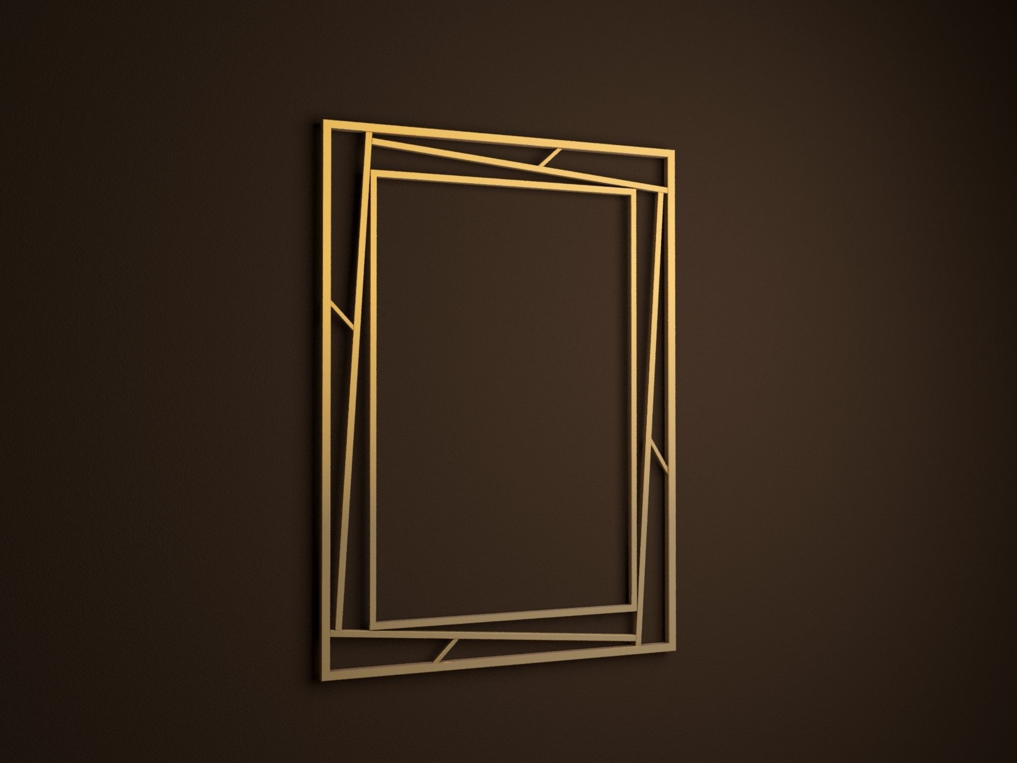 interior horse in gold frame on wall 3D model_2