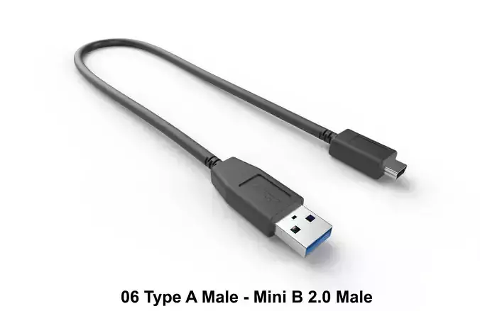 USB Cable M6 Low-poly 3D model