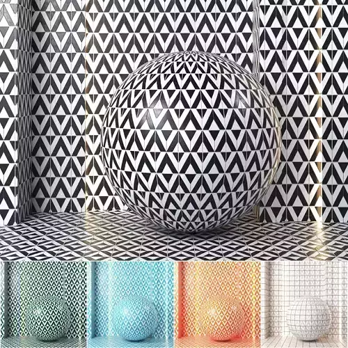 4k 5color Monroe Triangle Calacatta mosaic Tile Texture-Seamless