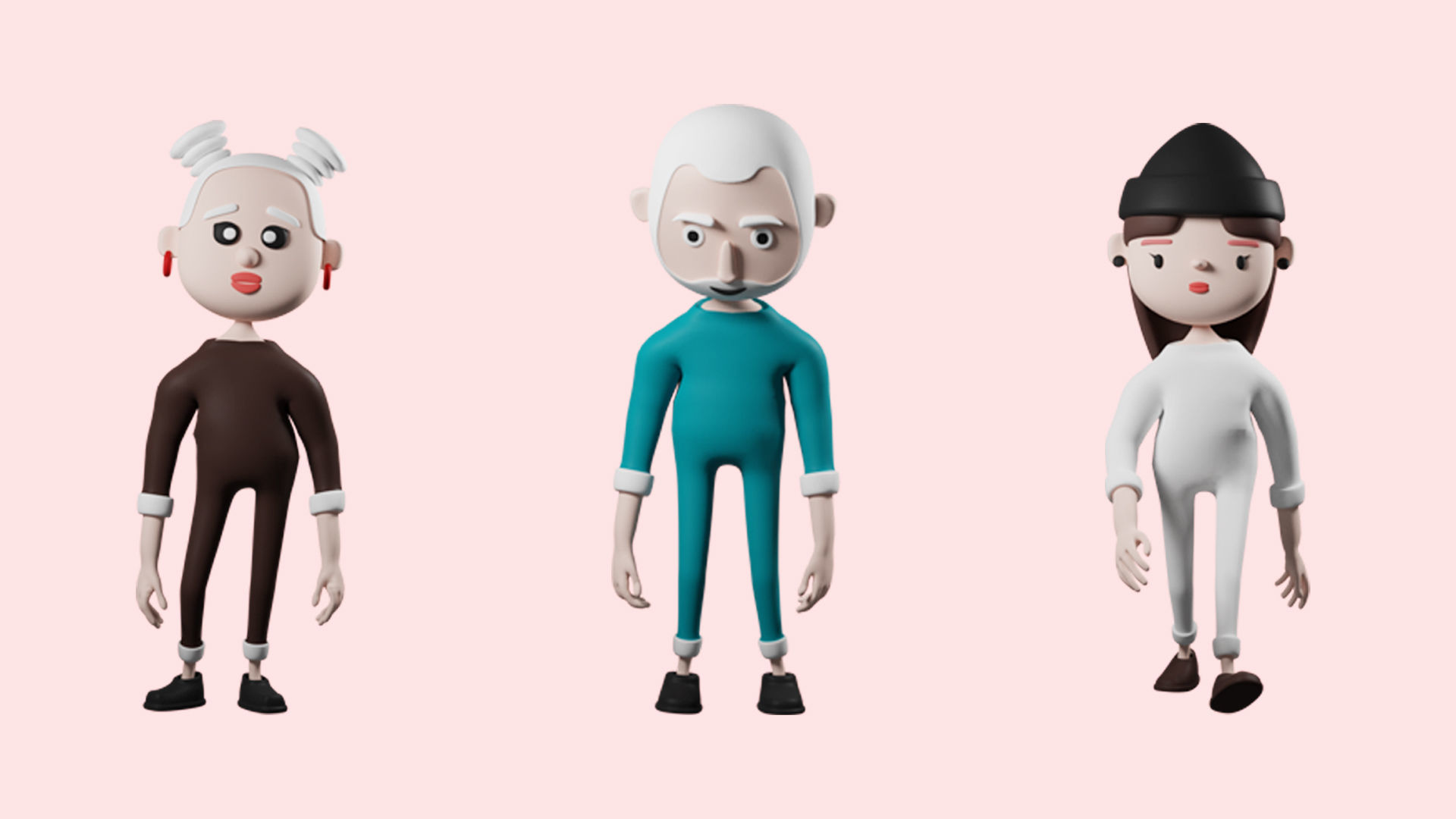 Low poly cartoon pajama characters 1 04 pack 3d model Low-poly 3D model_7