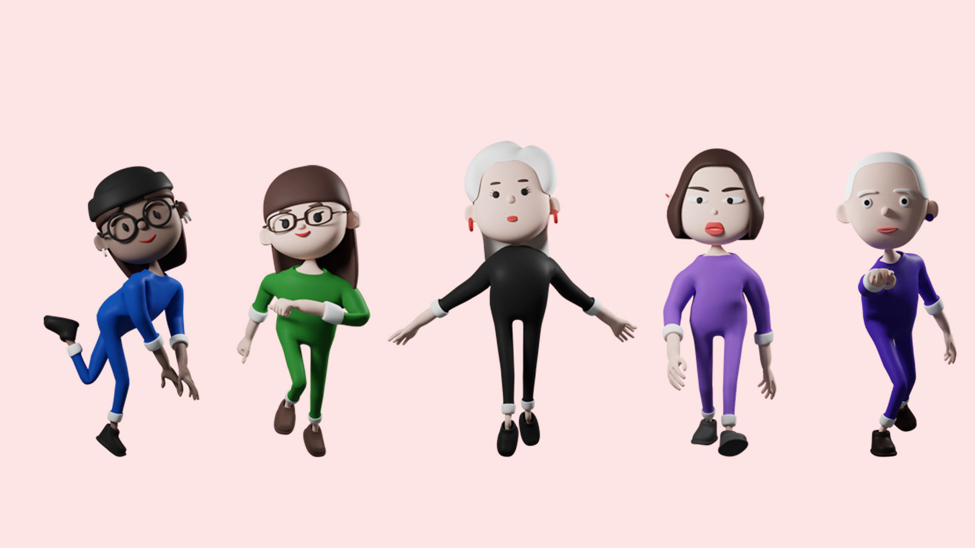 Low poly cartoon pajama characters 1 04 pack 3d model Low-poly 3D model_3