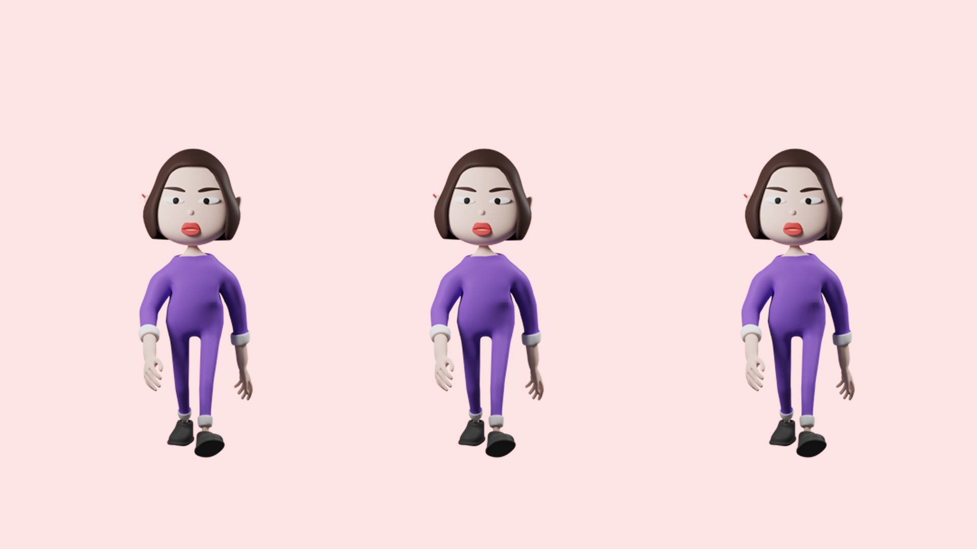 Low poly cartoon pajama characters 1 04 pack 3d model Low-poly 3D model_12