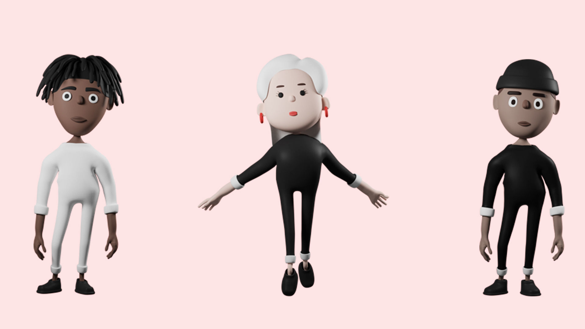 Low poly cartoon pajama characters 1 04 pack 3d model Low-poly 3D model_11