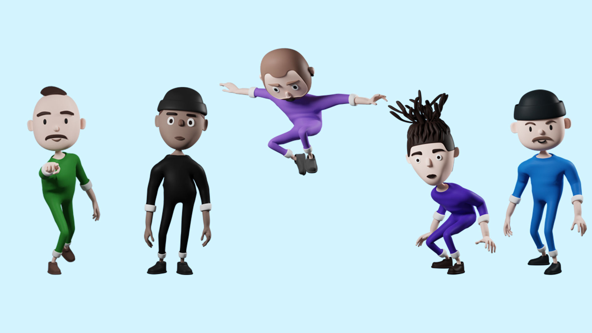 Low poly cartoon pajama characters 1 04 pack 3d model Low-poly 3D model_8