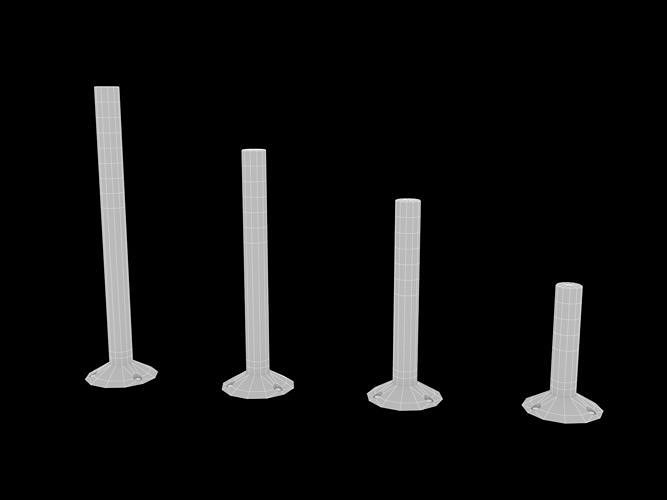 Japanese soft road post Low-poly 3D model 2