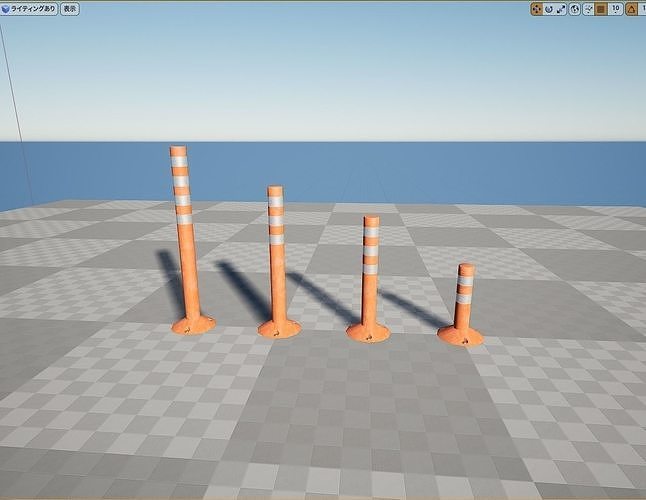 Japanese soft road post Low-poly 3D model 3