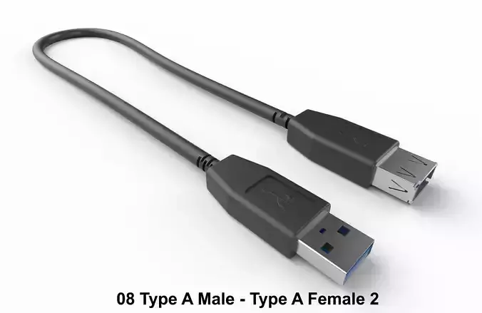 USB Cable M8 Low-poly 3D model