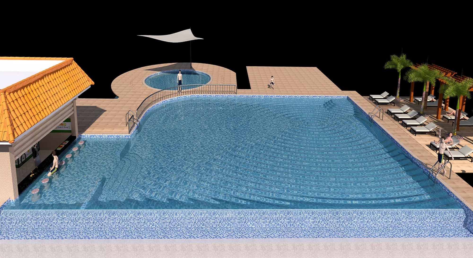 Infinity swimming pool 3D model_0