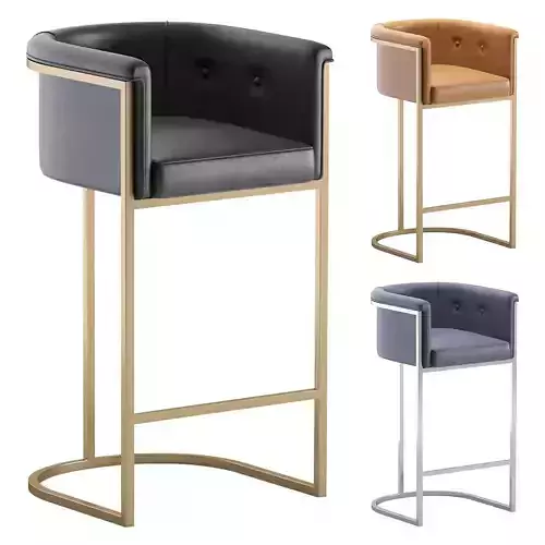 Bar Stool OXFORD Leather by Cazarina Interiors 3 Colors Version